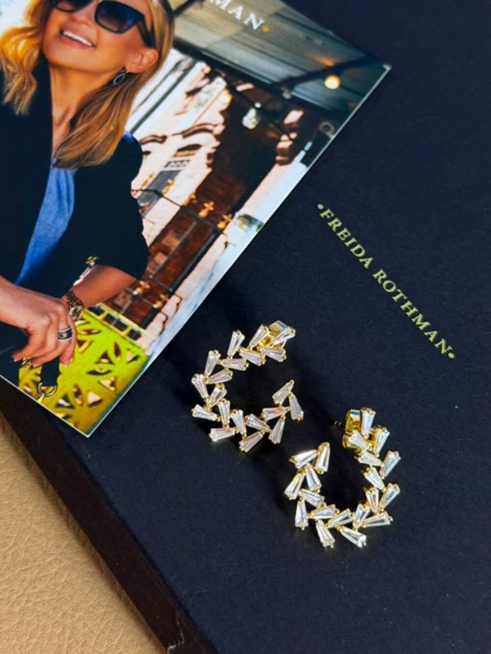 FREIDA ROTHMAN VAULT - Gold Baguette Studded Earring